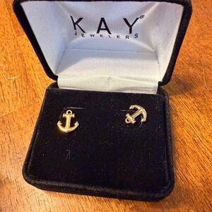 Kay Jewelers 14K Yellow Gold Anchor Stud Earrings